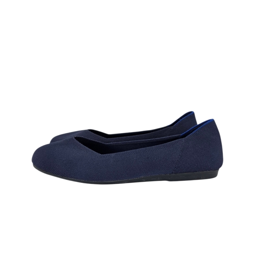 Rothy's Womens Shoes Navy Blue Knit Maritime Slip On Round Toe Ballet Flats Sz 8